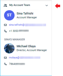 My Account Team information.